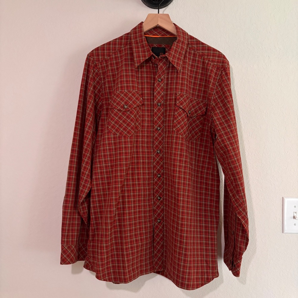 5.11 Tactical Mens Red Plaid Long Sleeve Snap Front Western Shirt Medium